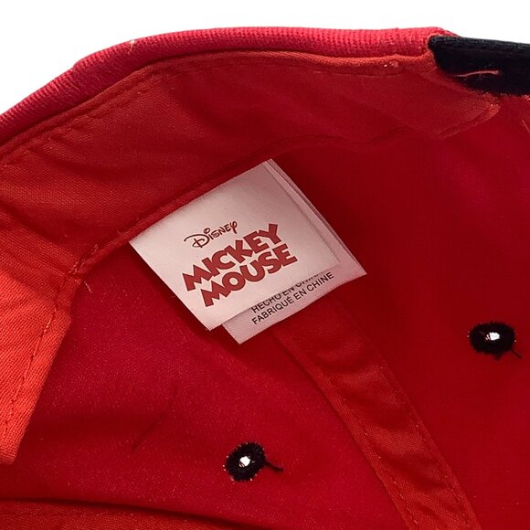 Disney Mickey Mouse Red Black Kids Baseball Cap 3D Ears Adjustable Strap NEW NWT - Picture 5 of 8